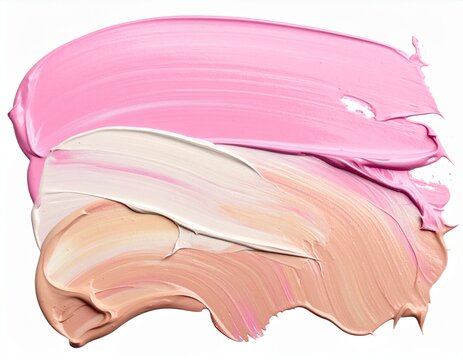 Mistura de tinta acr&iacute;lica rosa e bege com tra&ccedil;os ricos e pigmentos em camadas isolados 