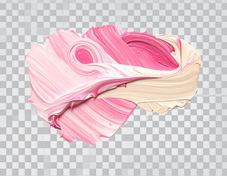 Mistura de tinta acr&iacute;lica rosa e bege com tra&ccedil;os ricos e pigmentos em camadas isolados 