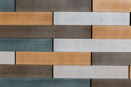 Wood and metal wall design with different colors