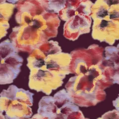 Seamless pattern with flowers pansies. Seamless floral print, hand-painted with watercolors. © Арина Трапезникова