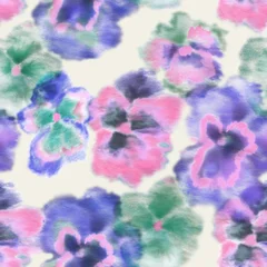 Seamless pattern with flowers pansies. Seamless floral print, hand-painted with watercolors. © Арина Трапезникова