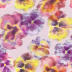 Seamless pattern with flowers pansies. Seamless floral print, hand-painted with watercolors. © Арина Трапезникова