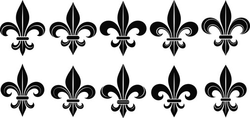 Black fleur de lis symbols on white background fleur de lis pattern fleur de lis black and white © Borhan Creatives