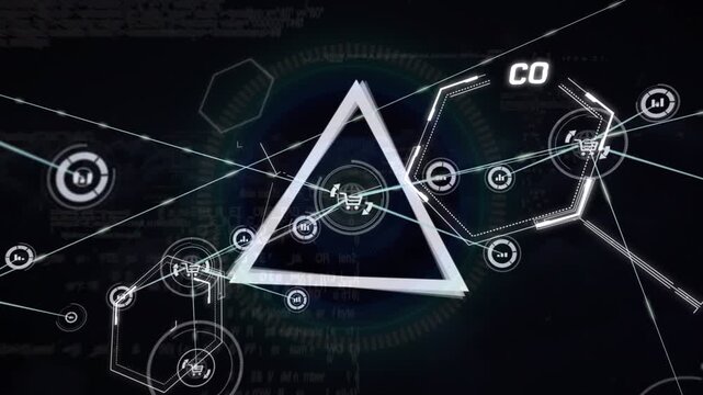 Animation of connections over chemical formulas on black background