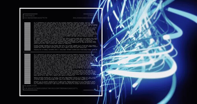 Digitally generated image of data processing against black technology background