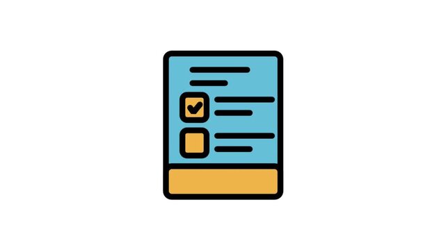 Checklist Document Motion Icon. Professional motion icon of a digital checklist with orange header representing task management and organization.