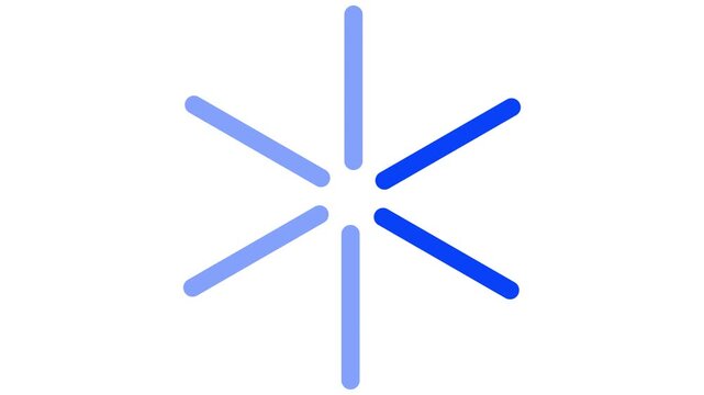 Blue star-shaped radial loading animation. High-contrast rotating progress bar for digital interfaces and system updates.