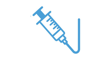 Fototapeta premium Blue Syringe Icon with Needle and Tube, Medical Healthcare and Vaccination Concept