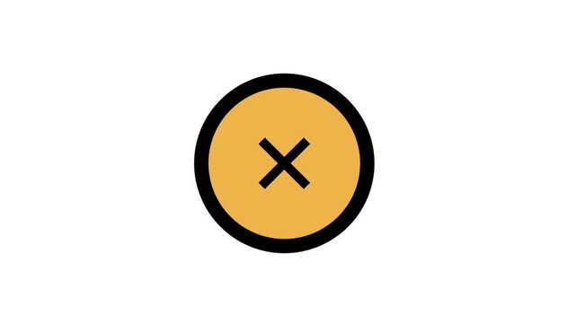 Error Cancel Cross Motion Icon. Animated circular orange cross icon representing error cancellation failure or incorrect action for digital interfaces.