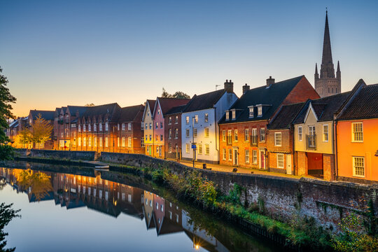 Norwich Quayside at dawn. Norfolk. England
