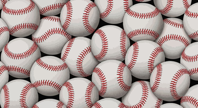 Baseballs Stacked Together in Pile.