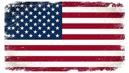 Obraz premium Symbol of Liberty: A weathered American flag, its stars and stripes a timeless emblem of freedom, patriotism, and national pride, evokes the spirit of the United States.