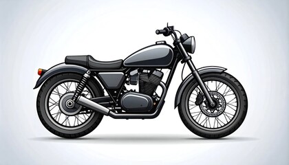 Fototapeta premium Classic Black Motorcycle Side View Illustration.