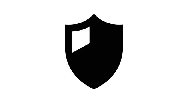 Black Shield Icon Symbol, Security and Protection Concept, Isolated on White Background
