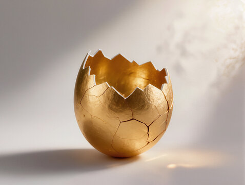 broken golden egg shell