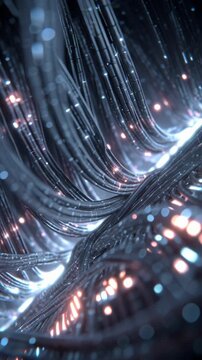 Abstract futuristic digital data streams with glowing light effects.