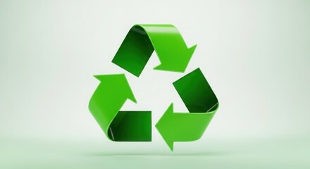 Obraz premium Green Recycling Symbol on Light Background, Eco-friendly Concept