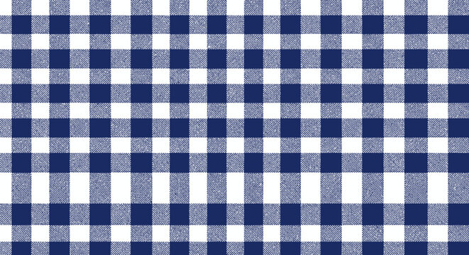 Navy Blue and White Gingham Checkered Pattern - Classic Fabric Texture Background