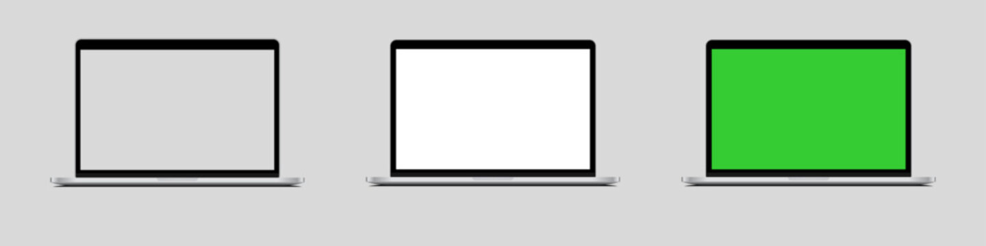 Isolated laptop mockup without background with blank screen. Stock royalty free.