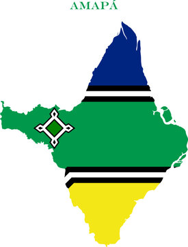 Amapa Map Flag Brazil State Vector Outline with National Symbol