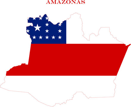 Amazonas Map Flag Brazil State Vector Outline with Star Design