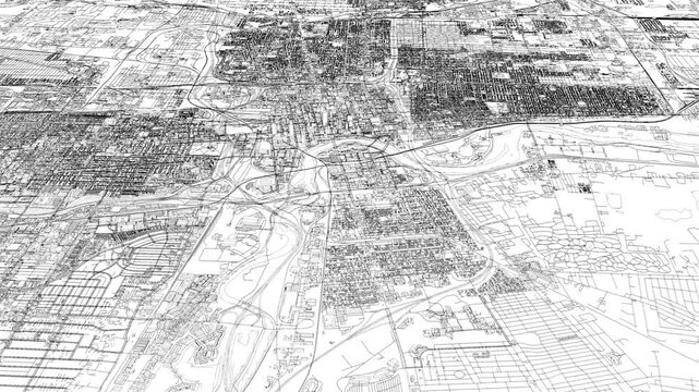 3D looped animation of city - Columbus Ohio USA