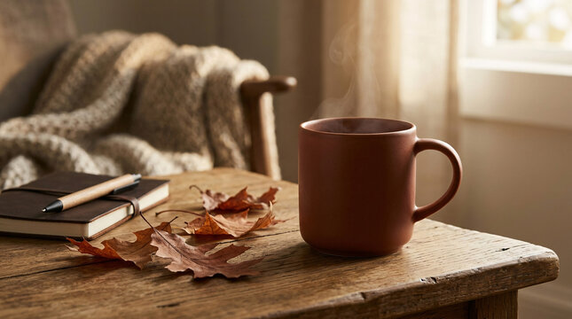 Tasse chaude et ambiance cosy d&rsquo;automne