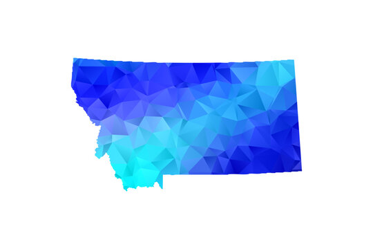 Montana map - Polygon Style Vector Illustration in Blue Gradient, Low Poly Geometric Design, Isolated on White Background, Perfect for Infographics, Education, and Modern Presentations.