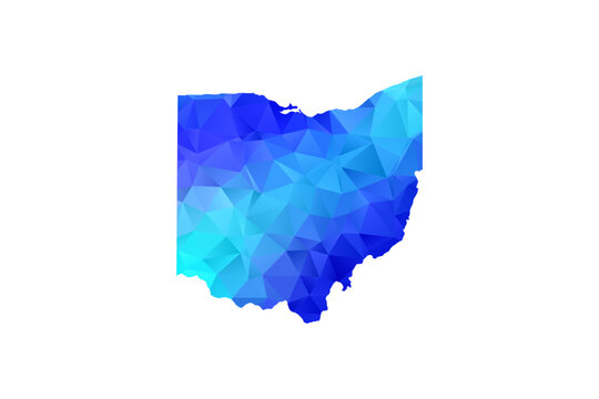 Ohio map - Polygon Style Vector Illustration in Blue Gradient, Low Poly Geometric Design, Isolated on White Background, Perfect for Infographics, Education, and Modern Presentations.