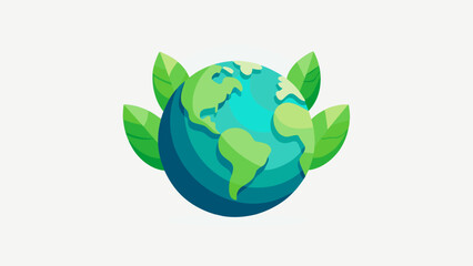 Obraz premium Eco Friendly Planet Earth Vector Illustration with Green Leaves