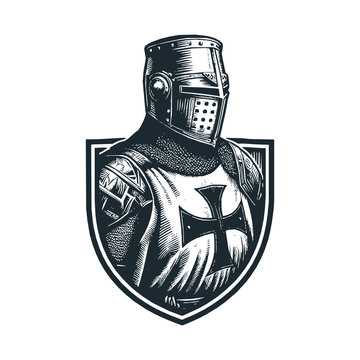 Engraved logo of Templar knight