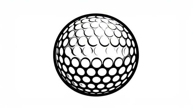 Close-up illustration of a golf ball with dimples.