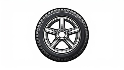 Obraz premium Close-up of a Car Tire with a Modern Alloy Wheel.