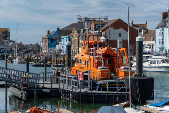 Weymouth,Dorset, UK, 31st March 2026 - A busy Weymouth scene with the RNLI lifeboat, Ernest and Mabel
