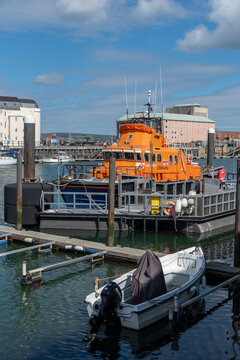 Weymouth,Dorset, UK, 31st March 2026 - A busy Weymouth scene with the RNLI lifeboat, Ernest and Mabel and the theatre in the background