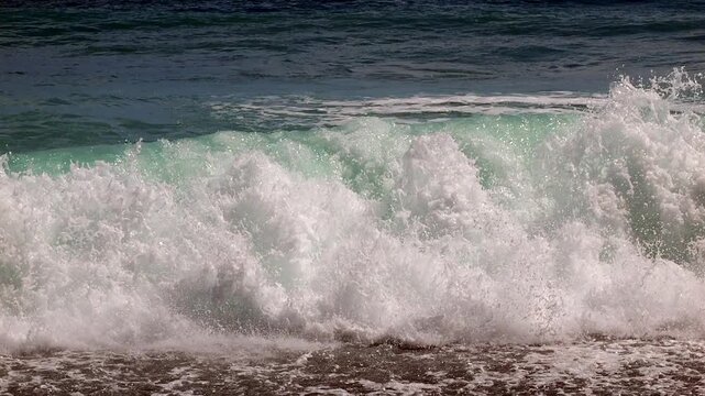 Slow motion of waves breaking on a beach on the Osa Peninsula,  Costa Rica