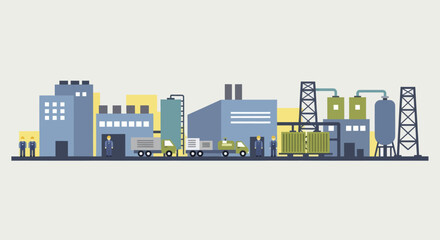 Fototapeta premium Industrial complex with factories, warehouses, and chemical plants.