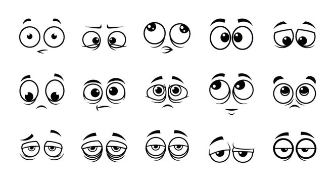 Cartoon Eyes Expressing Various Emotions - Surprise, Confusion, Sadness, Sleepiness
