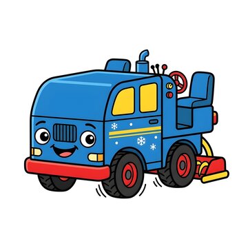 Zamboni Ice Machine Clipart Kids Winter Coloring Page