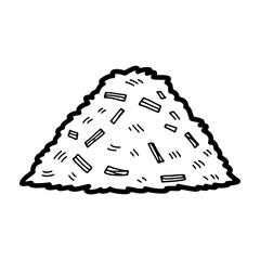 Minimalist Line Art Drawing of a Pile of Sawdust or Wood Shavings © yatnocihuy