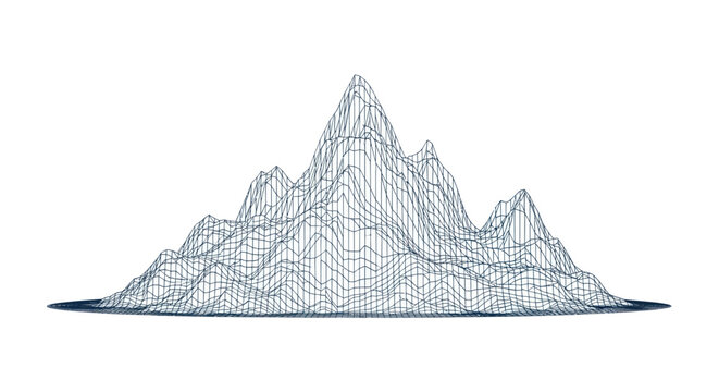Wireframe Mountain Peak Landscape - 3D Digital Art