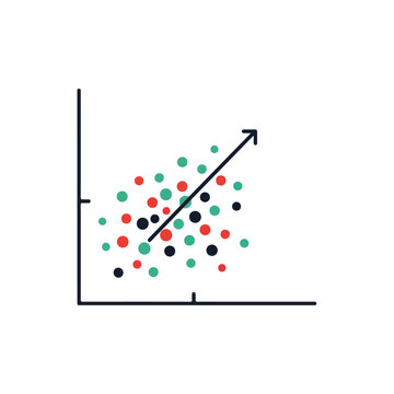 Data Visualization Scatter Plot with Upward Trend Arrow
