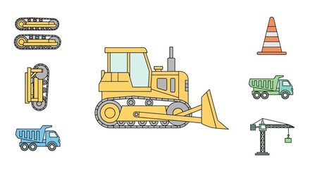Yellow bulldozer construction equipment vehicle. © Gagah