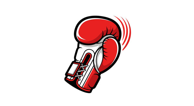 Red boxing glove in motion with motion lines