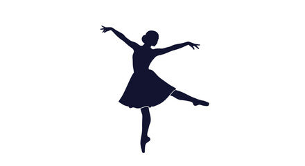 Silhouette of a graceful ballerina performing a dance pose on a white background © rokok