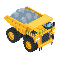 Large Yellow Mining Dump Truck Loaded with Rocks. © Rejeki