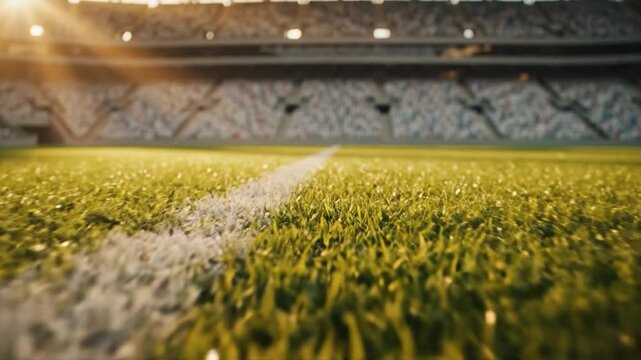 Soccer field with white line stadium.