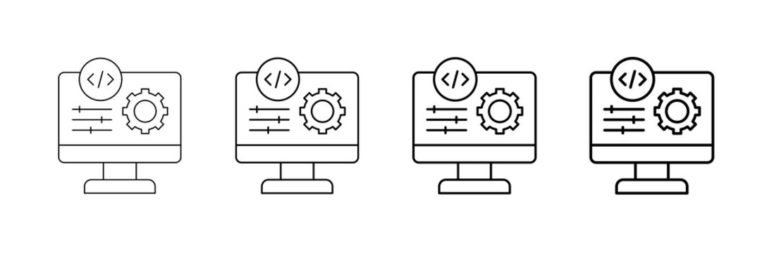 System Settings Icons Vector Set In Different Stroke Line Style