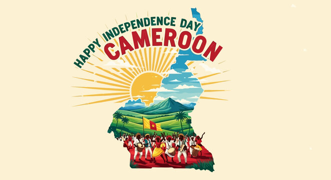 Happy Independence Day Cameroon - National Celebration with Traditional Dancers