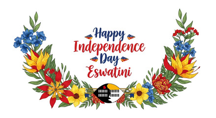 Obraz premium Happy Independence Day Eswatini floral design